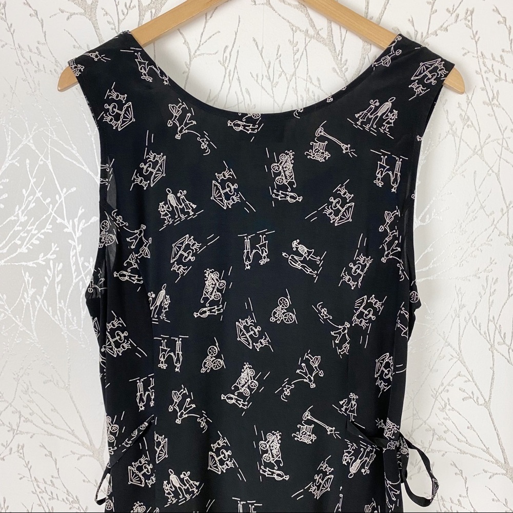 COLDWATER CREEK Novelty People Print Sleeveless Black Maxi Dress Medium Rayon - Picture 7 of 11